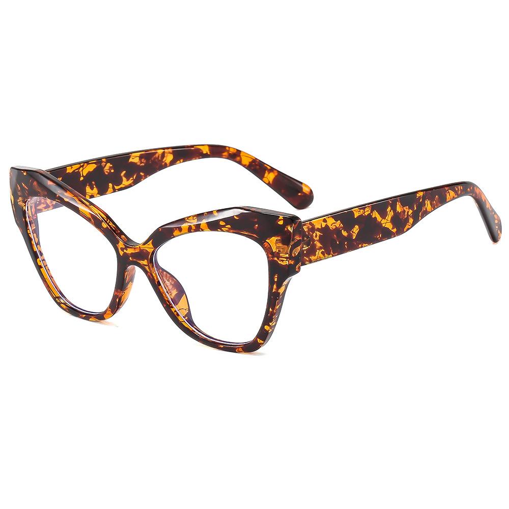 European and American cat eye flat glasses, new fashionable large-frame glasses for men, trendy contrasting color anti-blue light glasses frames for w