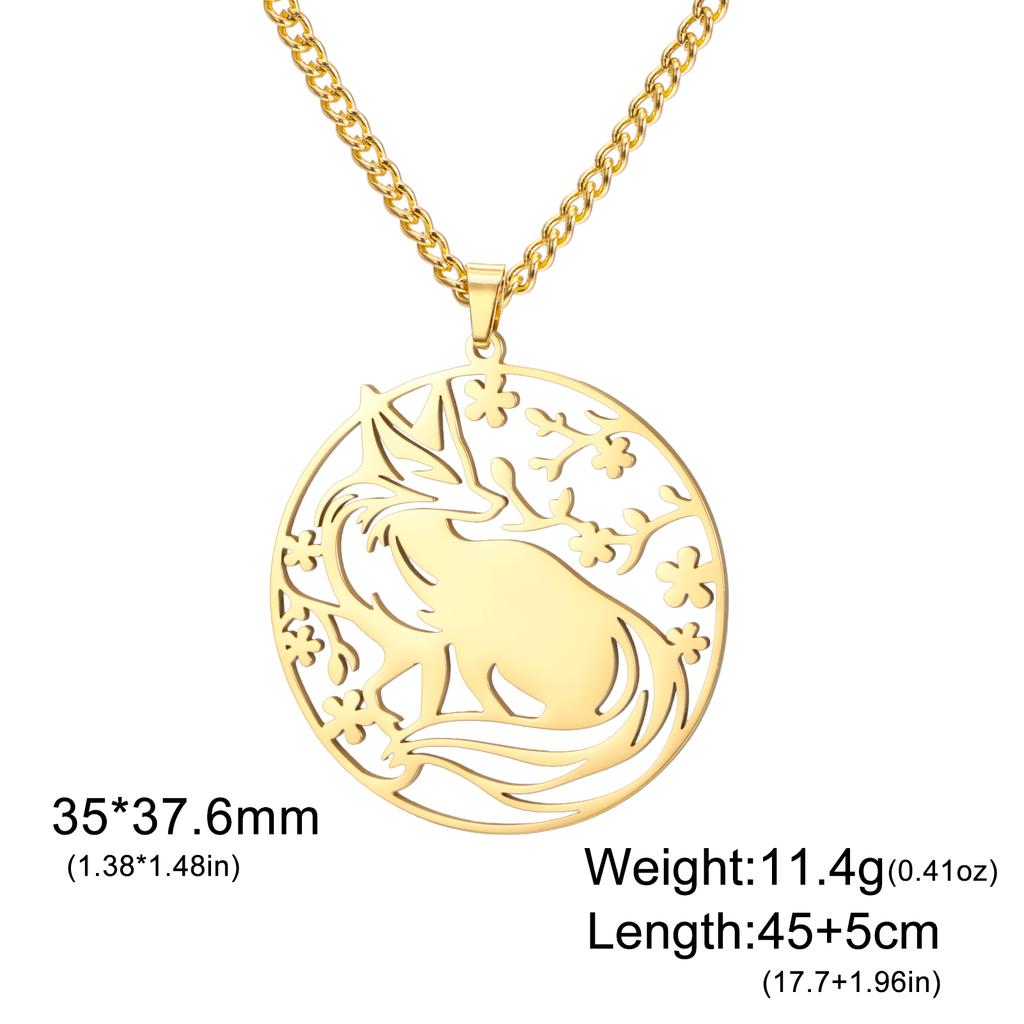 Cazador Stainless Steel Fox Tree Necklace Jewelry Animal Round Pendant Necklaces for Women Men Birthday Gifts 2026 Wholesale