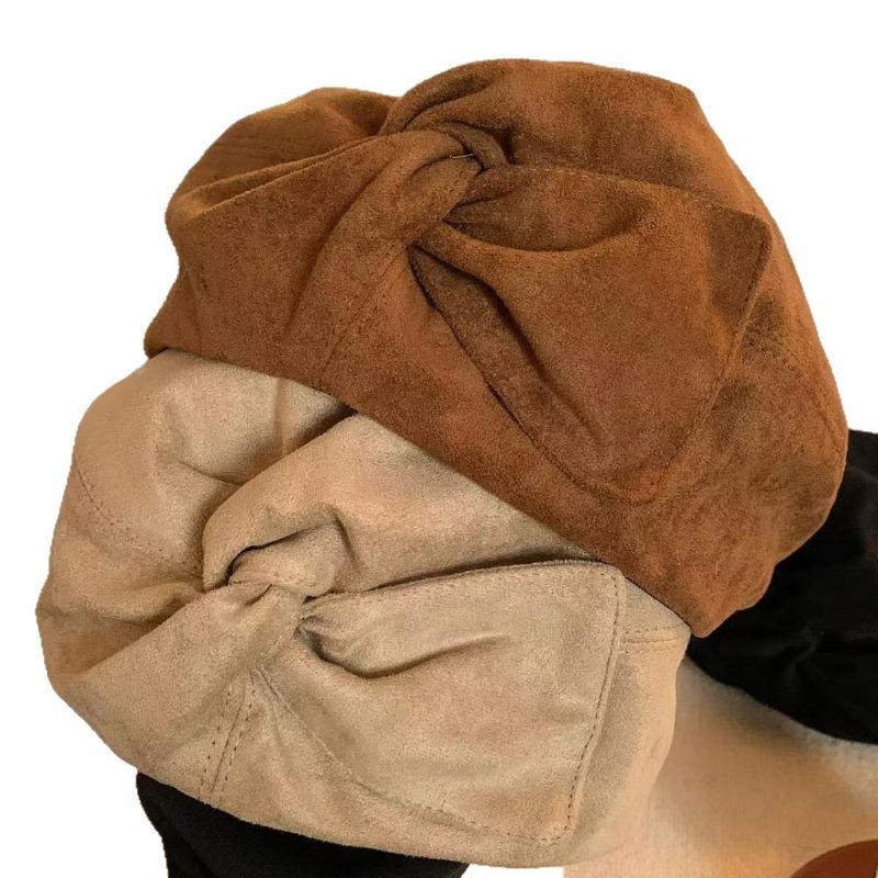 Women S Suede Bow Beret For Autumn Winter Large Head Size Vintage Painter Hat