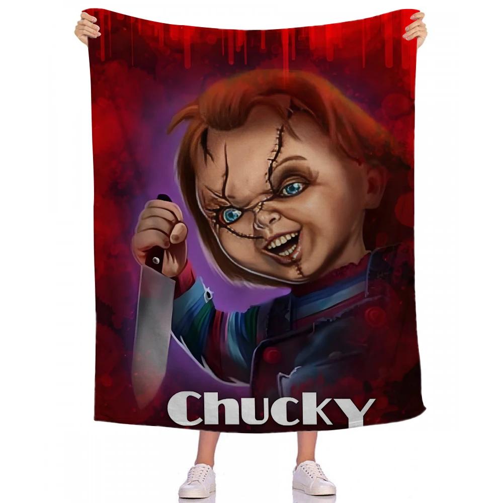Chucky D Horror Movie Cartoon Throw Blanket Soft Cozy for Living Room Bedroom Sofa Bed Travel Fashionable Area Rug