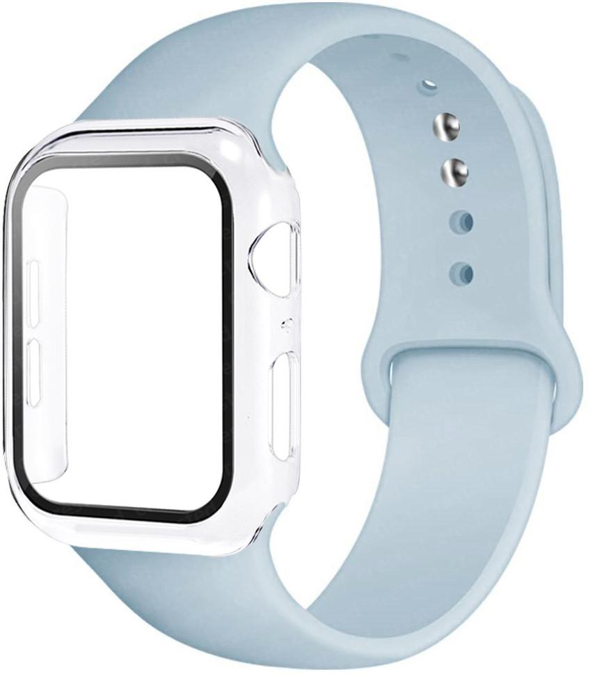 Для ремешков Apple Watch 46 мм 44 мм 41 мм 40 мм 45 мм 42 мм Силиконовый браслет correas iwatch Серия 10 9 8 7 6 SE 3 11 Стекло+Чехол+Ремешок