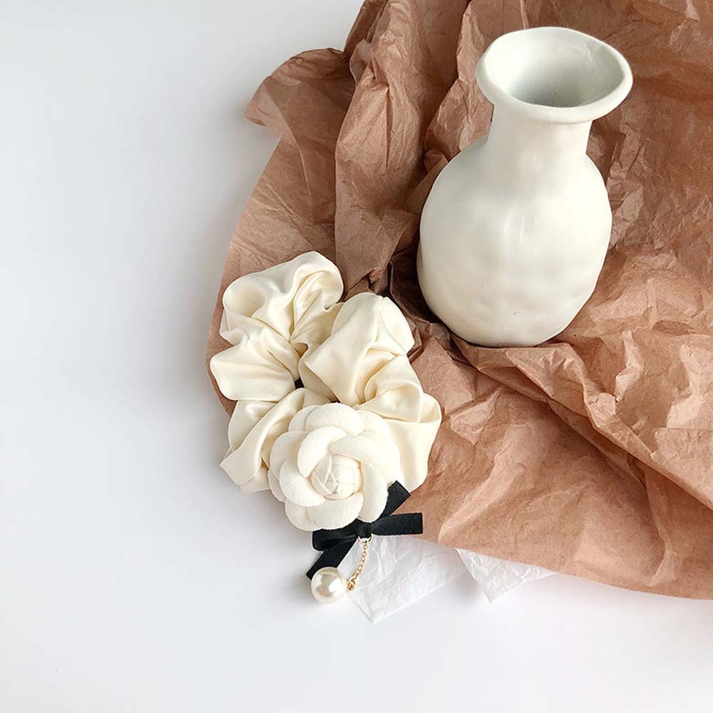 Аксессуары Жемчужная Ткань Девочки Женщины Камелия Резинки для Волос Повязки на Голову Эластичная Резинка для Волос Круг для Волос