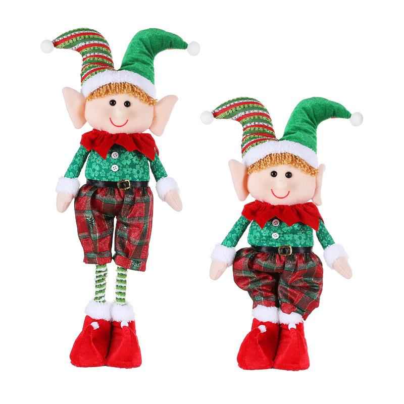 Christmas Decoration Elf Doll Christmas Gift Retractable Elf Doll Under The Christmas Tree Dress-up Props