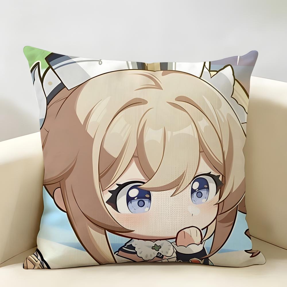 Barbara Cute Genshin Game Cushion Cover Natural Linen Organic Fabric DoubleSided Printing Room Sofa Decor Pillow Case