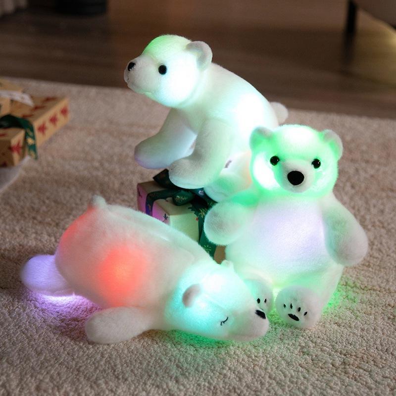 Luminous Polar Bear Pillow Plush Toy Doll White Polar Bear Doll Children's Muppet Doll