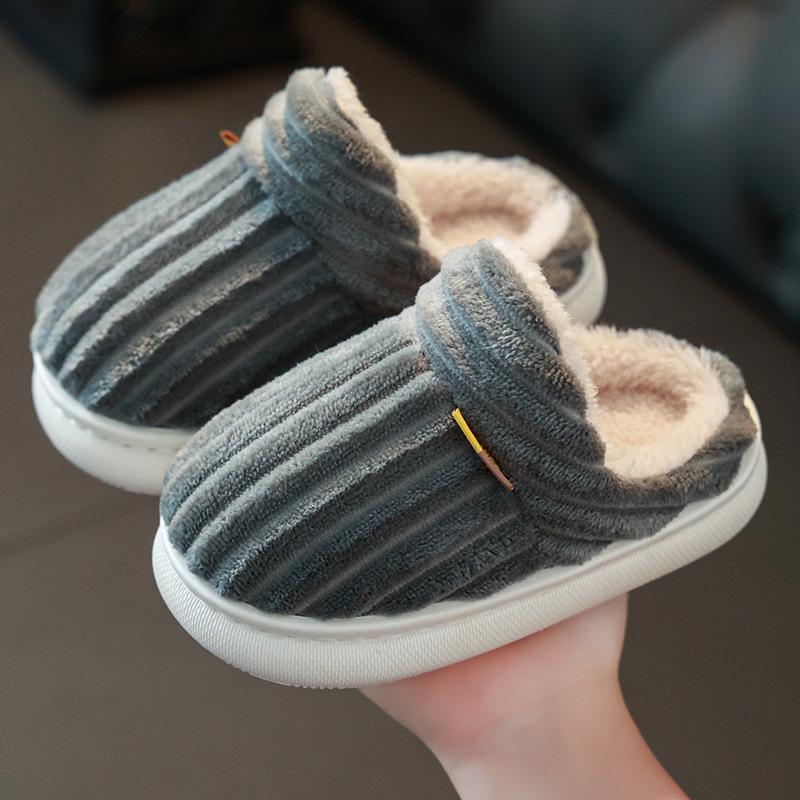 Children's Winter Cotton Slippers with Warm Fur for Boys & Girls - Cozy, Thick-Sole Home Shoes for Infants & Parents