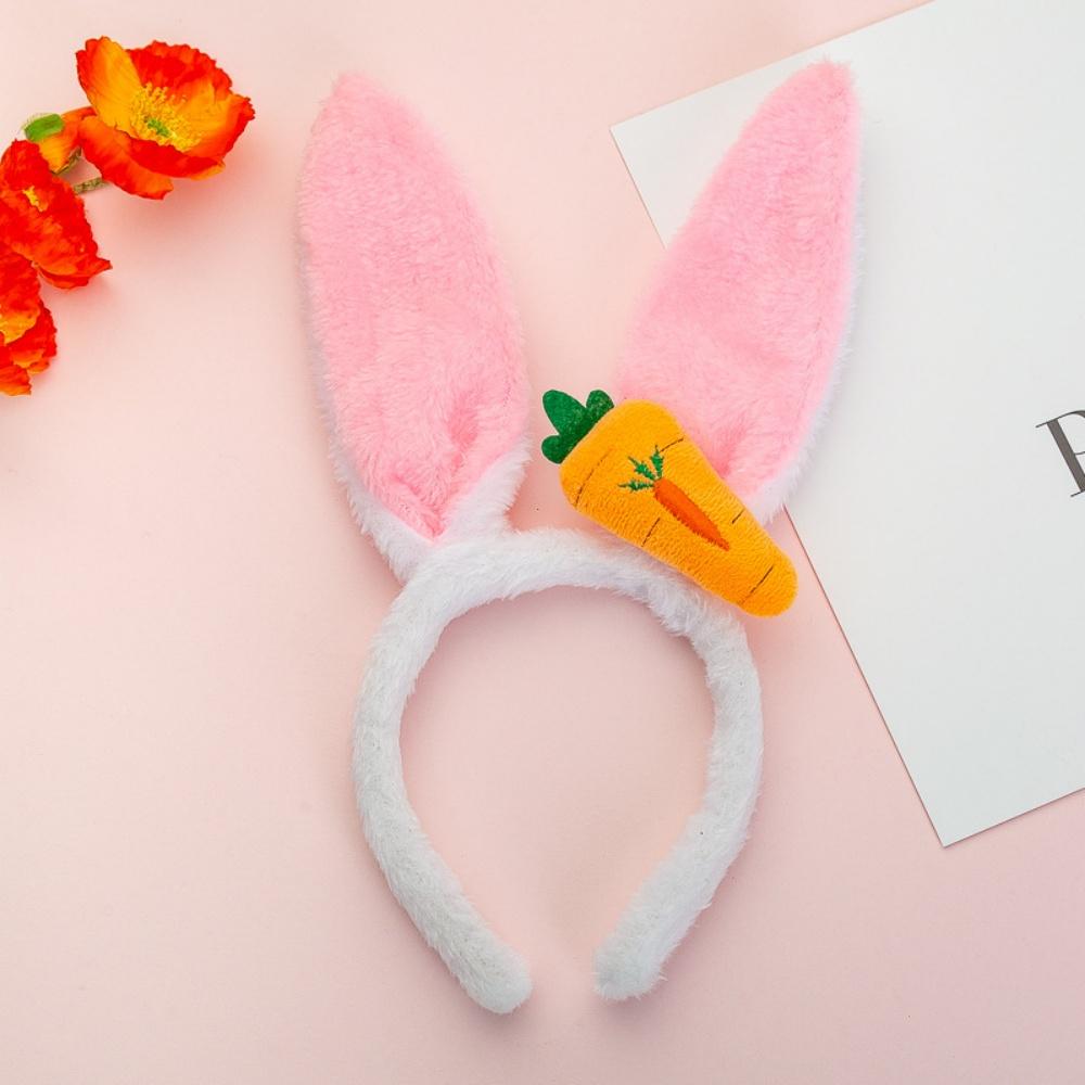 Easter Cute Rabbit Ear Headbands Plush Bunny Ears Carrot Hairband Party Cosplay Costume Headwear Face Wash Hair Accessories