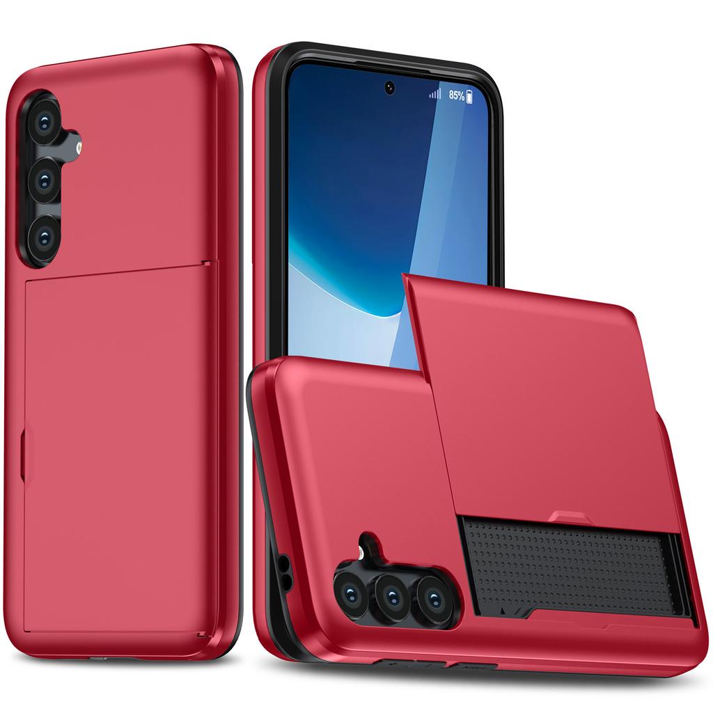 Чехол-кошелек Armor Slide с карманом для карт для Samsung Galaxy S25 Edge S24 S23 S22 S21 S20 Ultra S24 S23 FE Держатель для карт Крышка Кошелек Сдвижная крышка