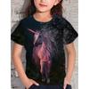 Summer Cute Animal Creative Colorful Horse Pattern Printed T-shirt Soft Comfortable Round Neck Short Sleeve Children's T-shirt