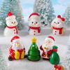 Stylish Resin Christmas Santa Claus And Snowman Miniature Ornaments Tabletop Decor