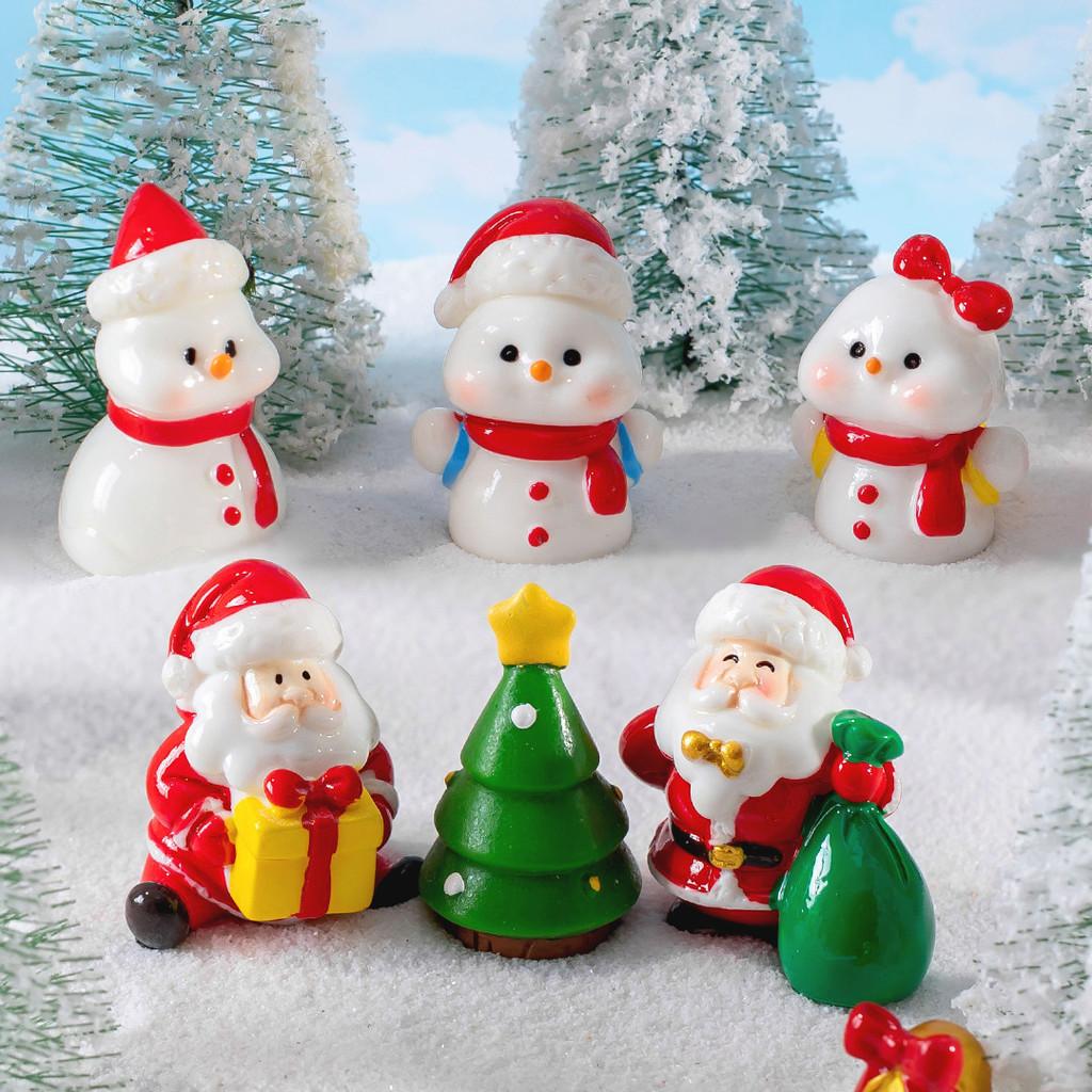 Stylish Resin Christmas Santa Claus And Snowman Miniature Ornaments Tabletop Decor