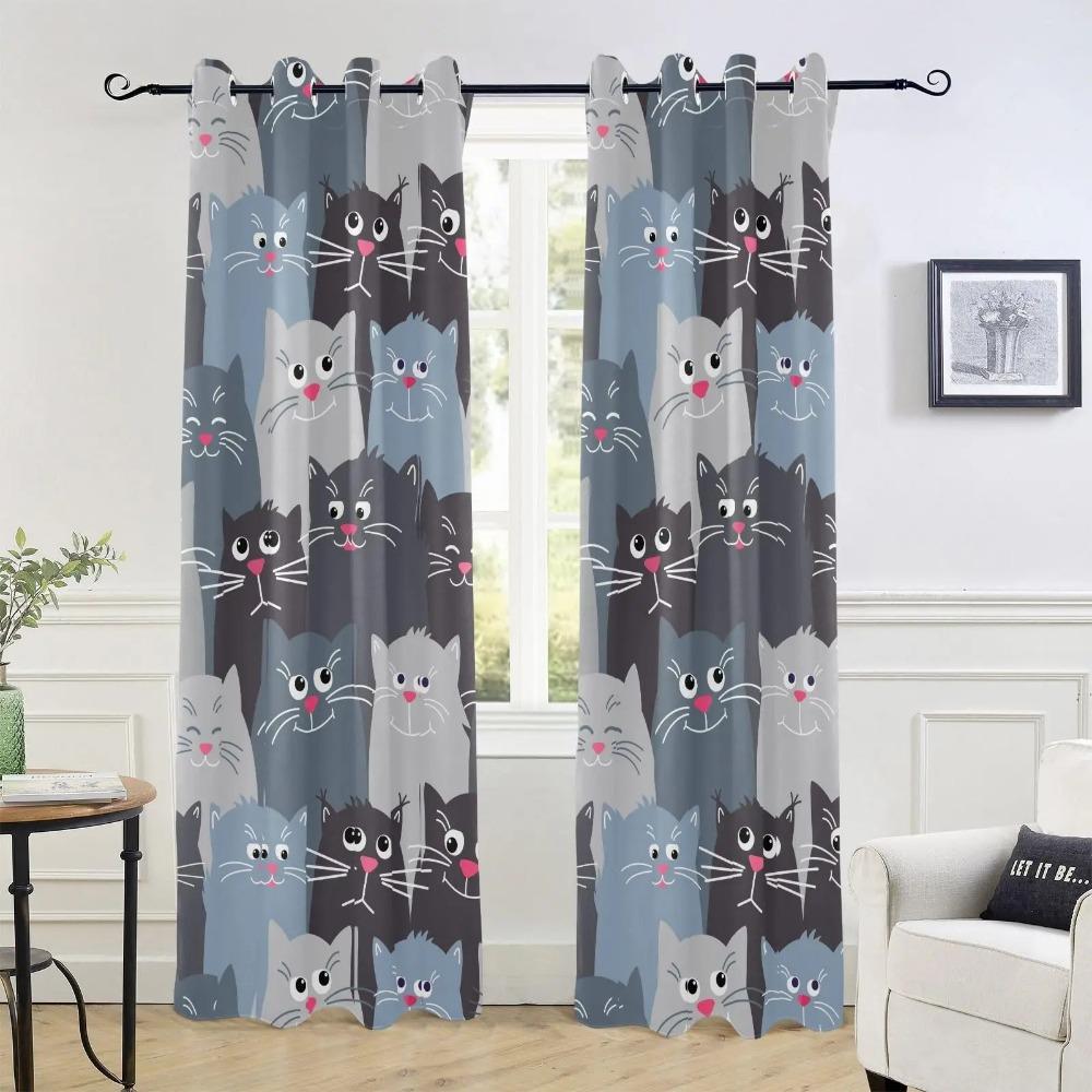 Кошачьи шторы на окна милые домашние кошки шторы для спальни гостиной для детей мальчиков девочек животные тематика обработка шторы 2 шт