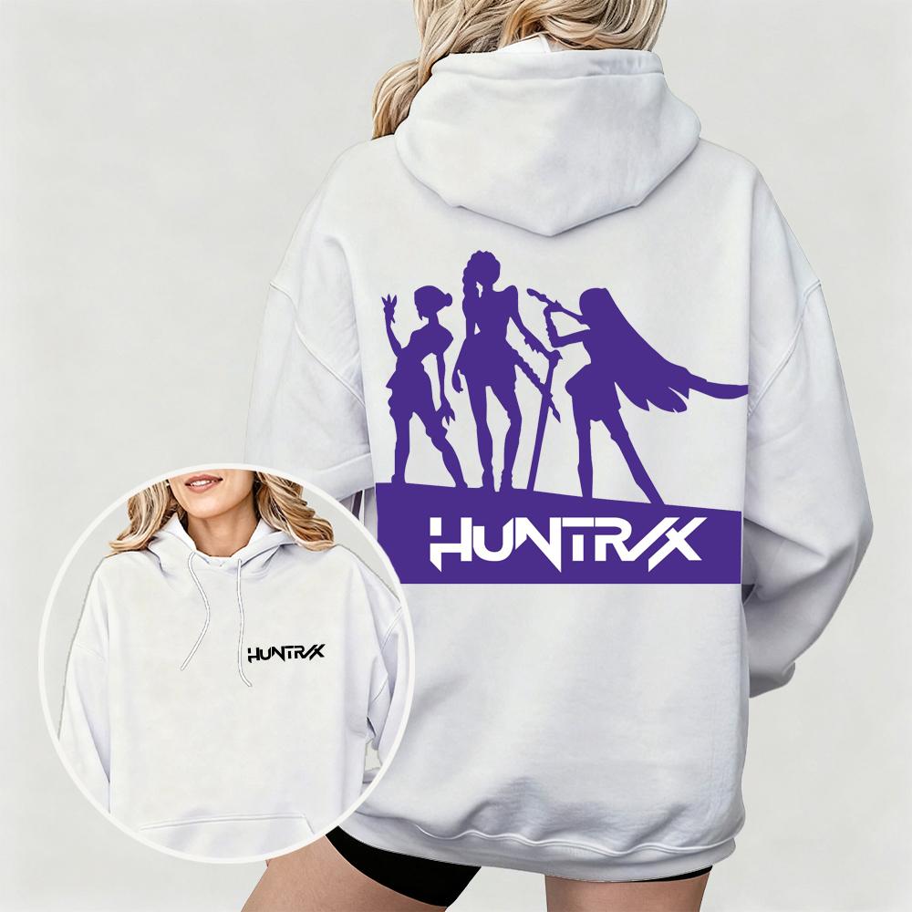 Женская толстовка K-Pop Охотники на демонов с принтами силуэтов группы HUNTRX Уютная для осенне-зимних повседневных нарядов для фанатской коллекции