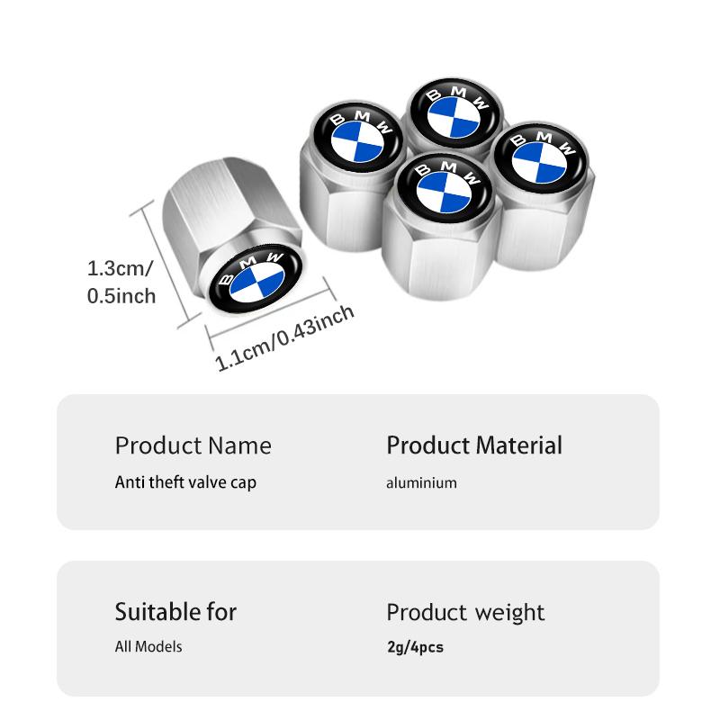 4pcs Car Wheel Valve Cap Dust Protection Cover Theftproof Stem For BMW M Sport M2 M3 M4 M5 M6 E46 E90 E60 F10 F20 E87 X3 X6