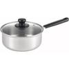 Yoshikawa Cook Look Basic Saucepan, 20cm, 2.7L, Induction/Gas Compatible, Glass Lid, Stainless Steel, Tsubame-Sanjo, Made In Japan, SJ3772
