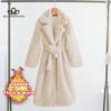Women Winter Warm Faux Fur Coat Thick Women Long Coat Turn Down Collar Women Warm Coat With Belt Casaco Feminino