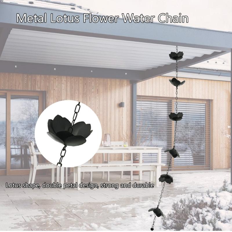 Цветочная дождевая цепь Железные цветочные чашки Дождевая цепь для желобов Дренаж карнизов Уличные украшения Регулируемая дождевая ловушка
