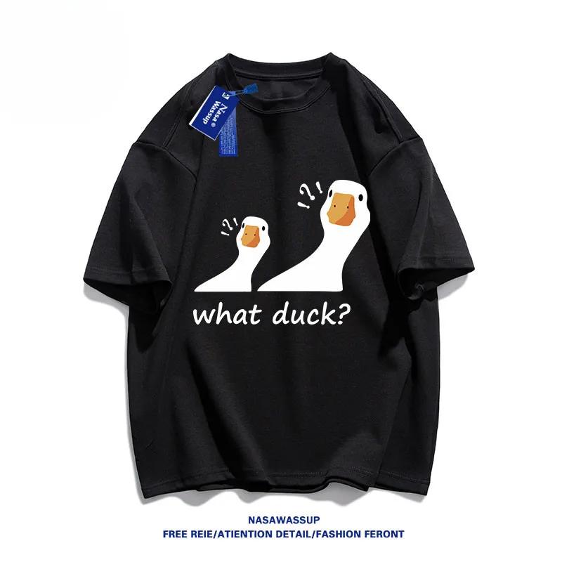 Summer University Style Duck Cartoon Print Short Sleeve Korean Style T-shirt Fashionable Casual Female Universal Women Clothing