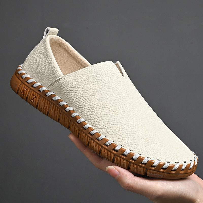 Fashion 2024 New Designer Cow Leather Shoes for Men Fashion Casual Solid Color Spring Autumn Hand Sewn Without Glue Loafers Shoe Male