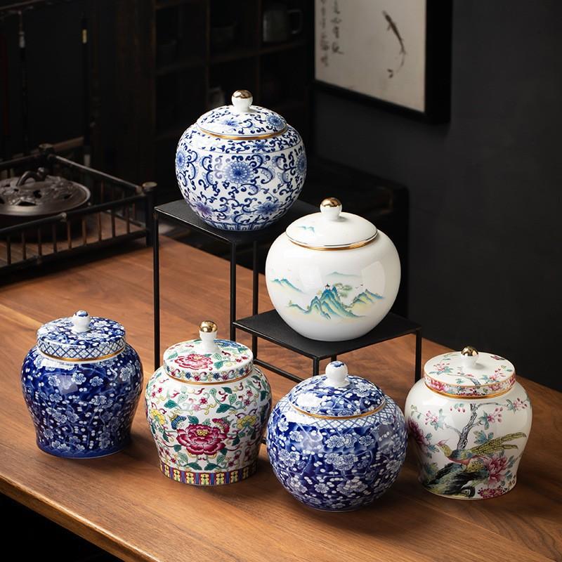 Сине-белая керамическая герметичная банка Конфеты кофе хранение общая банка бытовая влагостойкая чайные банки упаковка для чая коробка для чая