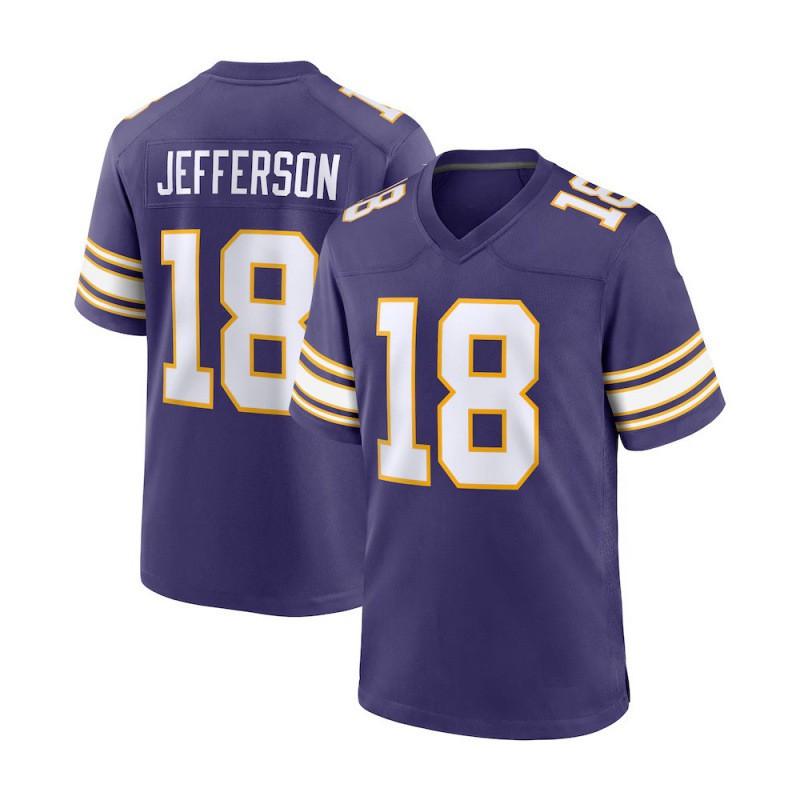 Minnesota Vikings 9 MCCARTHY 18 JEFFERSON Football Jersey Embroidered Sports Uniform