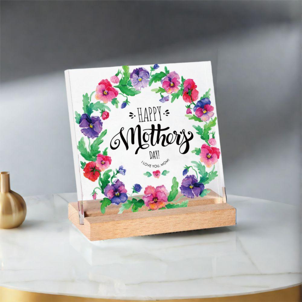 Waterproof Mother's Day Desktop Sign Romantic Love Flowers Ornament Mom Tabletop Sign  Studio Desk
