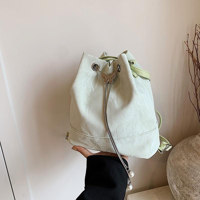 Мятно-зеленый рюкзак-мешок женский 2025 новый трендовый рюкзак-ведро универсальный рюкзак с цепочкой-бабочкой