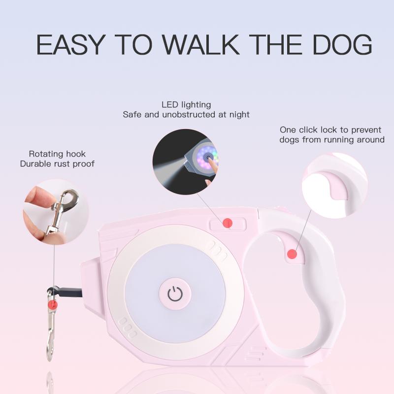 Автоматический поводок-рулетка для собак длиной 4 м со светодиодной подсветкой и лазерной игрушкой, роскошный поводок для маленьких и средних собак, аксессуары для выгула собак