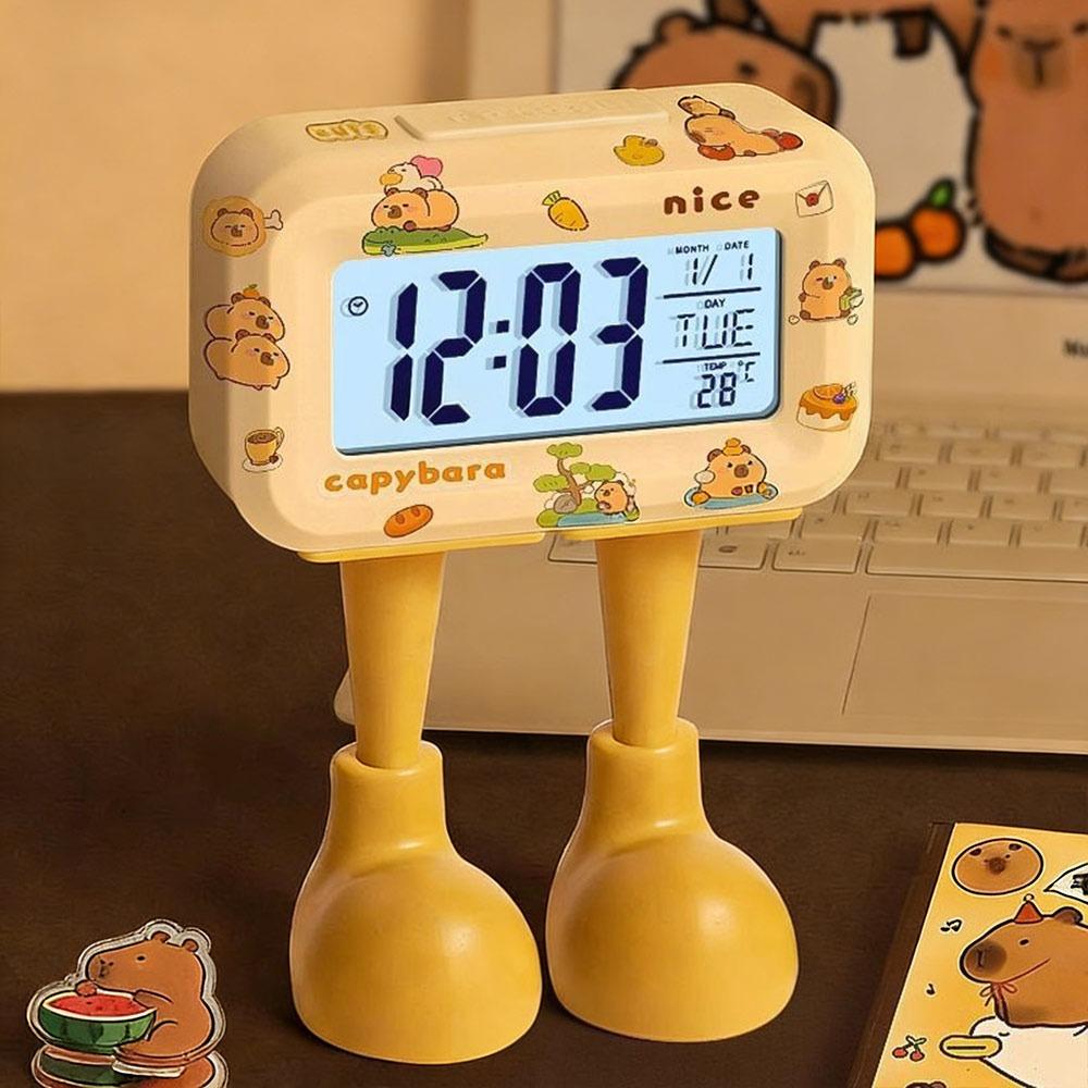 Mini Capybara Alarm Clock Cartoon Desktop Clock Cute LED Digital Clock  Student Dormitory