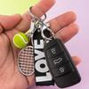 Tennis Racket Tennis Keychain Creative Sports Keyring Letter Tennis Racket Pendant  Gift