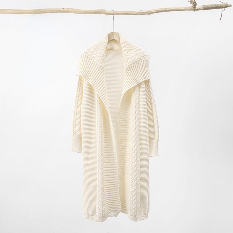 Длинный вязаный кардиган, женский элегантный свободный женский свитер с лацканами и длинными рукавами, пальто 2024, весенняя уличная женская верхняя одежда