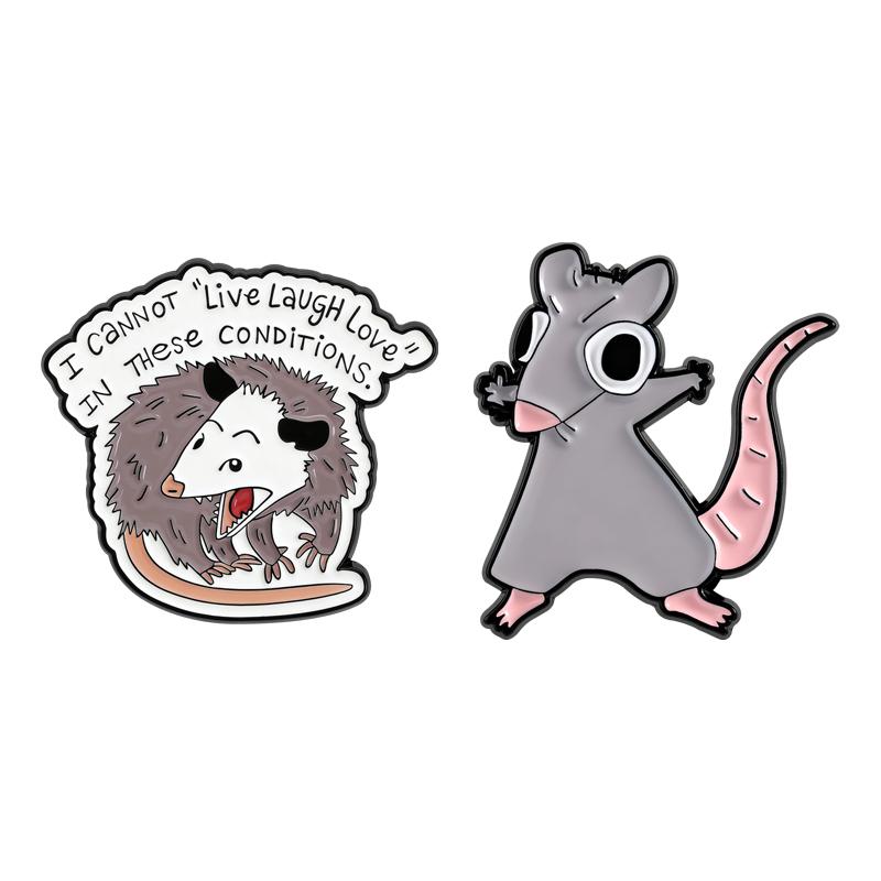 Opossum Rat Enamel Pins Funny Possum Quotes Brooches Lapel Badges Cute Cartoon Animal Jewelry Gift for Friends