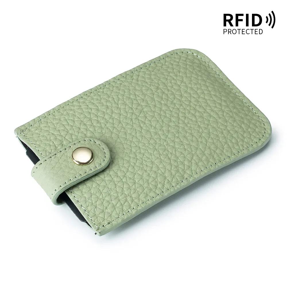 Модный Кожаный Держатель для ID-карт и Кредитных Карт с RFID-защитой Однотонный Тонкий Карманный Кошелек Чехол Держатель для Бейджа UNISEX
