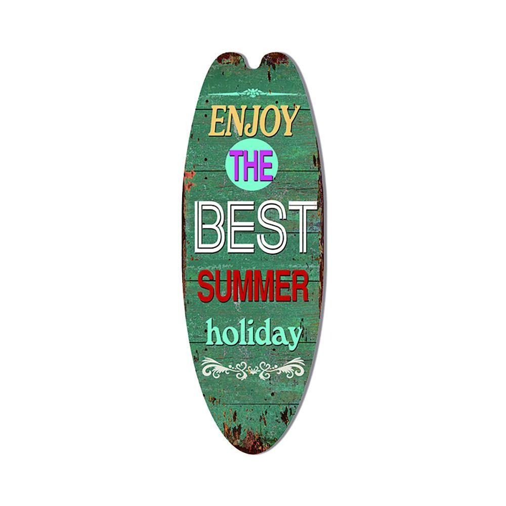 Multicolor Hanging Wood Sign Home Decoration Surfboard Shape Sign Indoor Outdoor