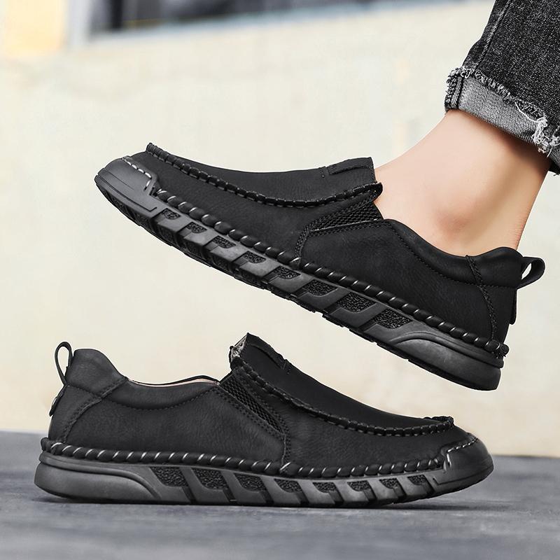 Новые мужские кожаные повседневные туфли, кожаные мокасины ручной работы, удобные мужские туфли, качественные мокасины на плоской подошве, мужские кроссовки