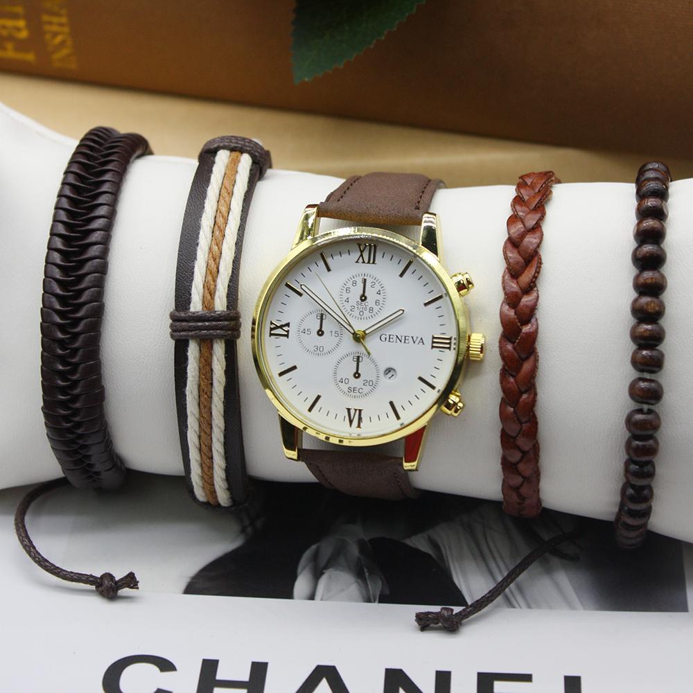 5 шт. Новые мужские кварцевые часы с браслетом, циферблатом, водонепроницаемым циферблатом, минутной шкалой, в комплекте для занятий спортом, бега на открытом воздухе