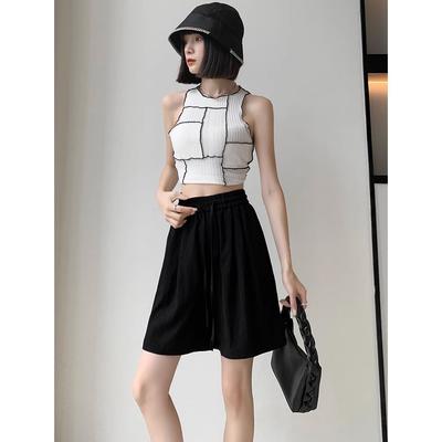 Текстурированные шорты из ледяного шелка для женщин на лето, тонкие, с эластичной талией, свободные, прямые, плиссированные, прохладные брюки, широкие шорты до колена