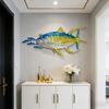 Metal Tuna Fish Wall Art Ocean Theme Wall Hanging Sculpture Blue Fish Cutout Wall Sign for Coastal Home Office Patio Indoor Outdoor Decor