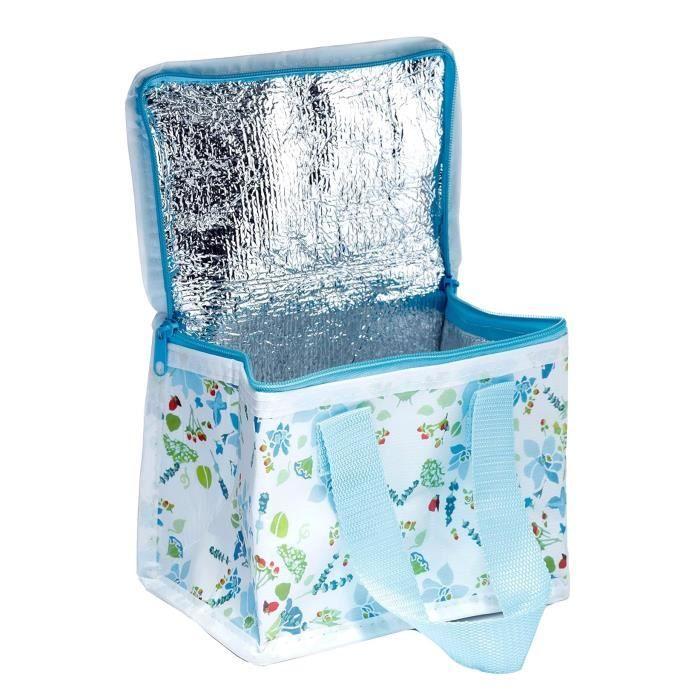 Sac à repas isotherme - Fleurs et plantes - 16 x 21 cm - Plastique rPET - Aluminium - Mousse EPE