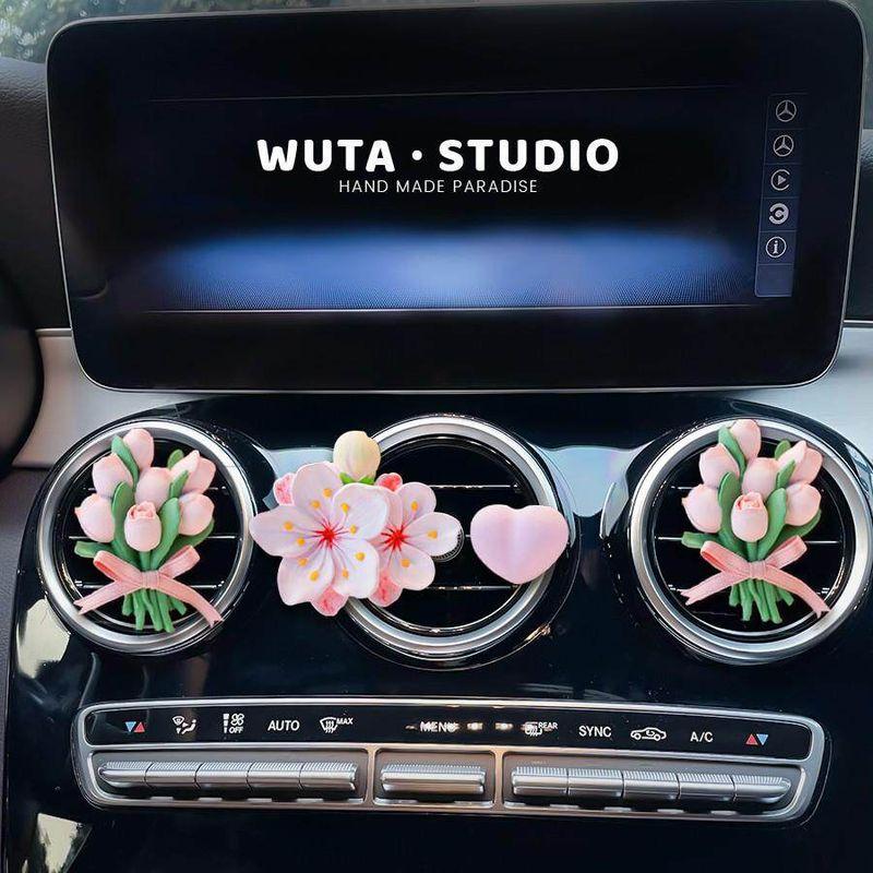 Car Decoration for Women: Tulip Car Fragrance, Car Perfume, Aroma Diffuser, Flower-Shaped Air Freshener, Interior Ornament