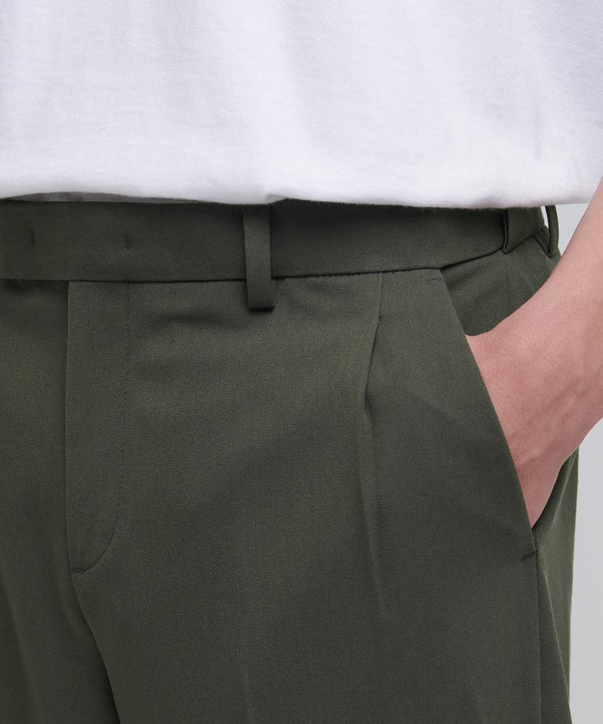 MUSINSA STANDARD Wide Hidden Banding Crop Slacks [Dusty Khaki]