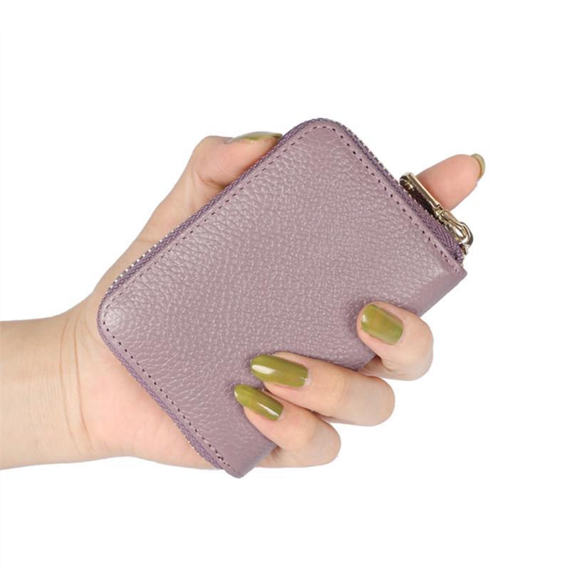 Держатель карт-гармошки из натуральной кожи с защитой от кражи RFID и застежкой-молнией для мужчин и женщин