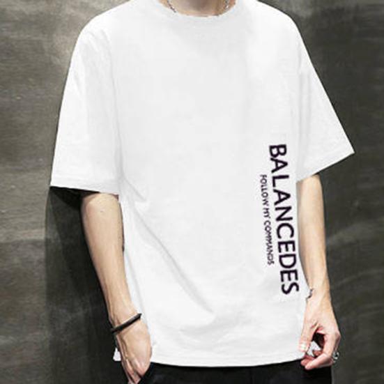 Men Summer T-shirt O Neck Loose Short Sleeve Soft Breathable Solid Color Plus Size Print Mid Length Casual Pullover Daily Top