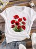 (Asian Size) Clothing T Shirt Trend Flower Style 90s Fashion Ladies Casual Women Tee Top Short Sleeve Print Lady Female Graphic T-shirts