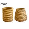 Pen Storage Container Faux Rattan Holder, Woven Style Makeup Brush Boho Office Desk Organizer Desktop Organizer, Multi-functional Resin Pencil Cup for