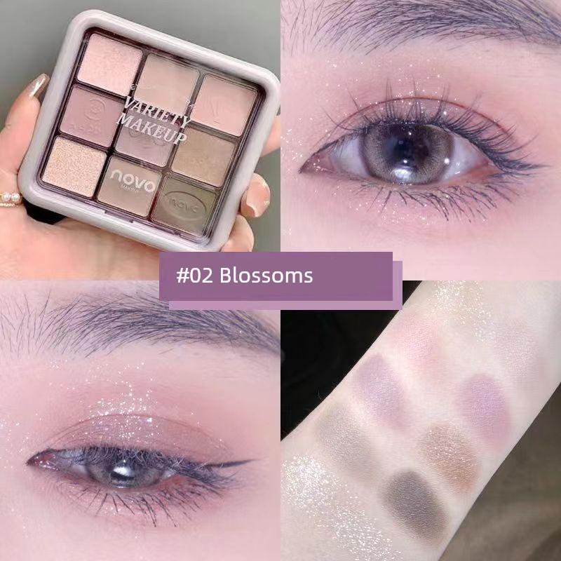 Makeup Novo Nine-Color Earth Color Eye Shadow Plate Low Saturation Smoky Purple Cool Gray Smoky Color 2023 New Arrival