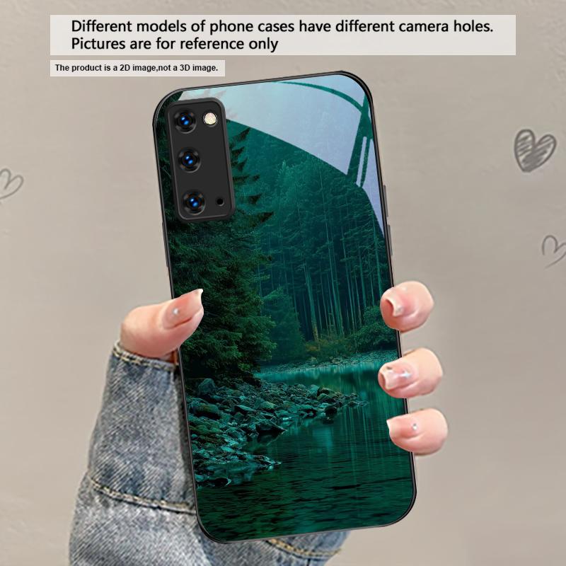 Узор 'Лесной Ручей' Для Samsung Galaxy S20 S21 S22 S23 Plus S24 FE S25 Ultra S26 Edge S25+ S20+ S22+ Черный Стеклянный Чехол для Телефона