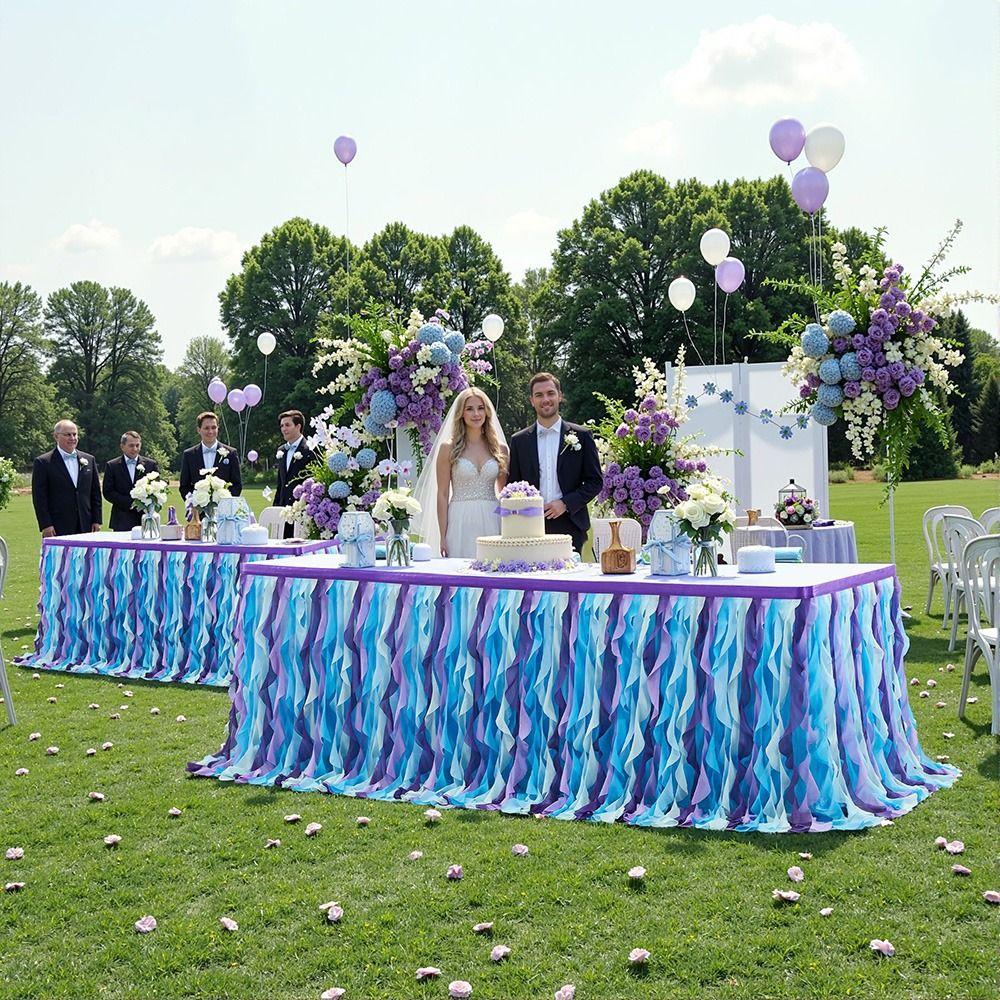 Multicolor Tulle Table Skirt Rectangle Wedding Table Skirt Ruffle Table Skirt Birthday Party