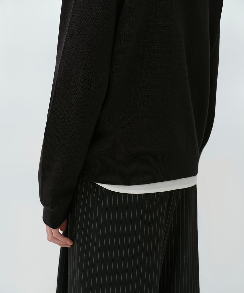 MUSINSA STANDARD Washable Supima Cotton Knit Hooded Zip-Up [Black]
