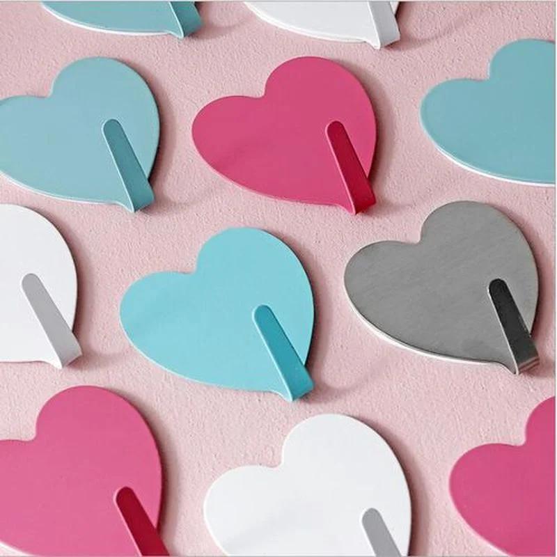Household Tools Heart-shaped Hook Girly Heart Pink Love Hook Peach Heart Stainless Steel Hook Soft Girl Room Decoration Hooks